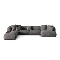 PANORAMASOFA modular links Martina aus Samt grau 5 Sitzplätze - Grau, Textil (280/75/406cm) - Micadoni