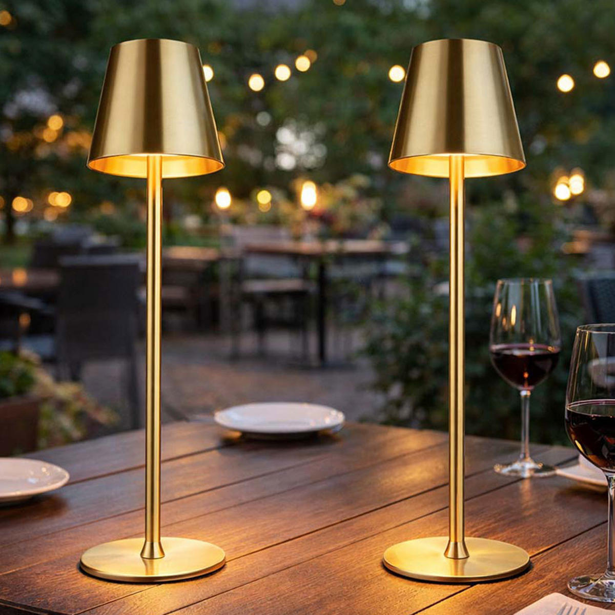 LED TISCHLEUCHTE Messing opal 2er Set - Messingfarben, Metall (11.2/11.2/47cm) - Globo Lighting