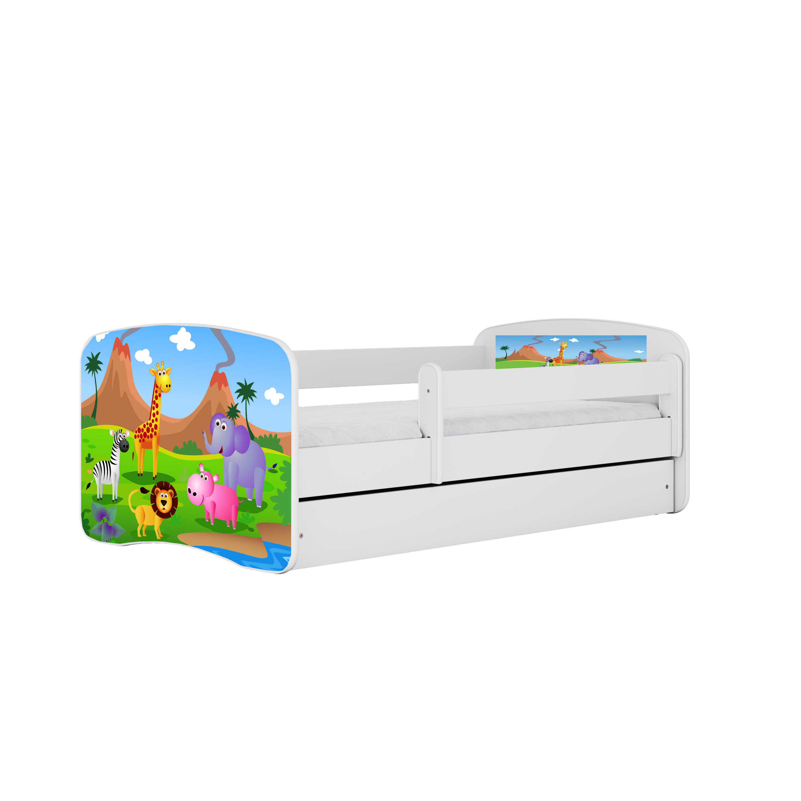 KINDERBETT Safari mit Schublade und Matratze 160/80 - Weiß, Holzwerkstoff (80/160cm) - RAUMHIRSCH FURNITURE