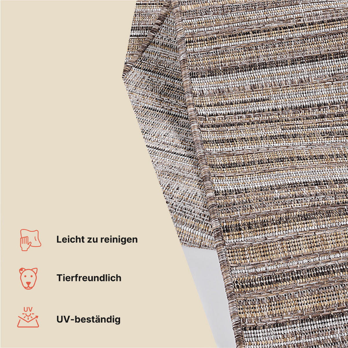 TEPPICH YUCANA Braun Outdoor Flachgewebe 80/150 cm - Braun, Textil (80/150cm) - Tapiso