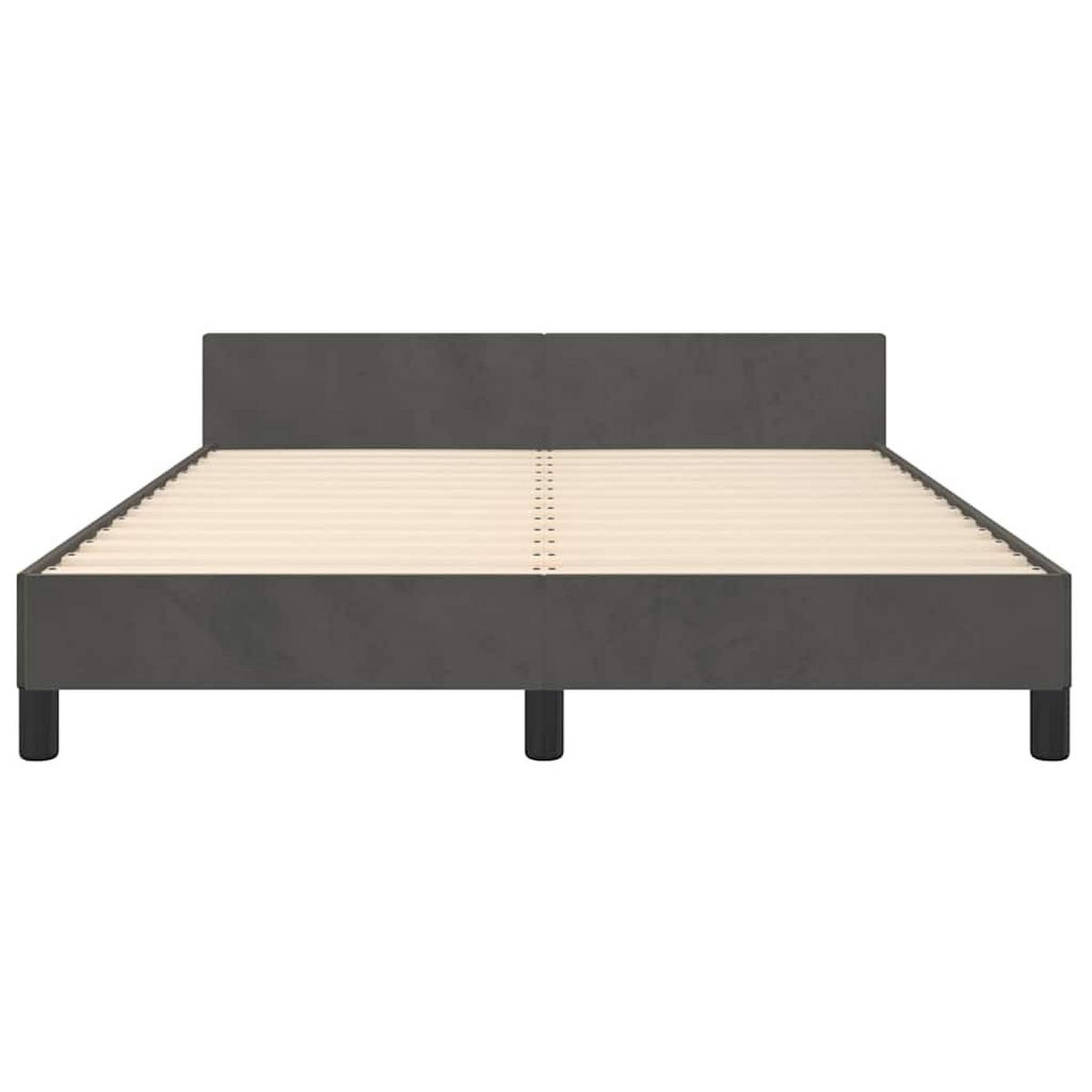 BETTGESTELL Ohne Matratze Dunkelgrau 140/200 Cm Samt - Dunkelgrau, Textil (140/200cm) - vidaXL