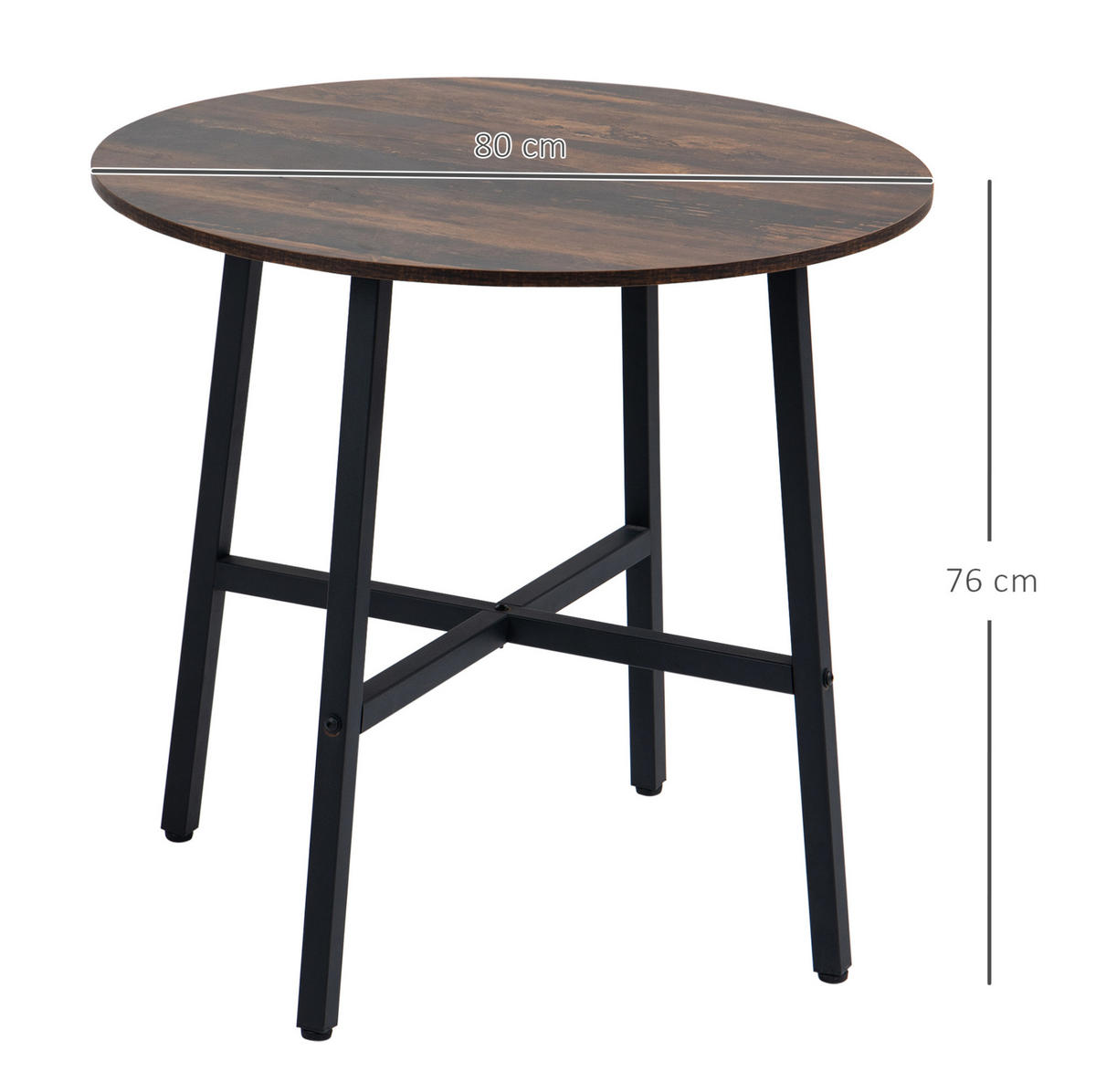 ESSTISCH 80/80/76 cm aus Holzwerkstoff mit Metallgestell für 4 Personen, Braun - Braun, Holzwerkstoff (80/80/76cm) - Redom