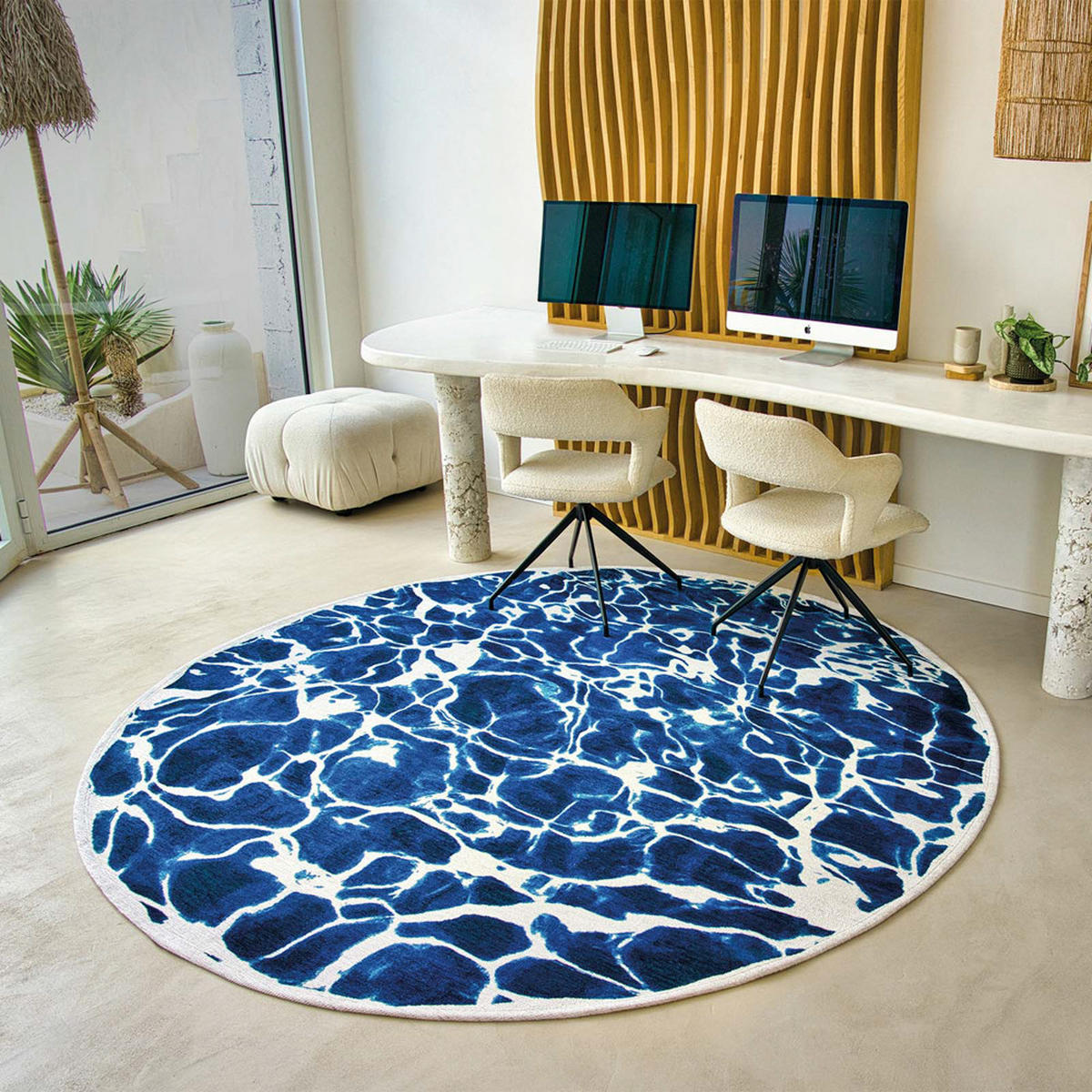 TEPPICH Surf Meditation 140/140 cm - Blau, Textil (140/140cm) - Louis De Poortere