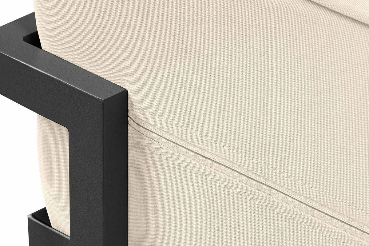 GARTENLOUNGE-HOCKER TRIGLO auf Metallfüßen, Modern, Dunkelgrau/Cremeweiß - Dunkelgrau/Creme, Textil/Metall (69/44/54cm) - KONSIMO®