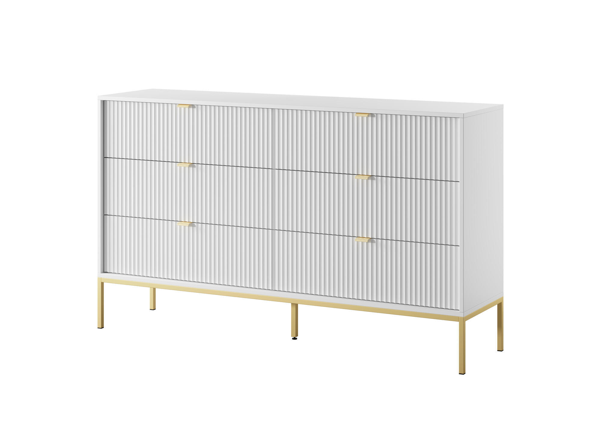 KOMMODE AVON Weiß, Gold 154x39x91 cm - Goldfarben/Weiß, Holzwerkstoff (154/91/39cm) - FURNLUX