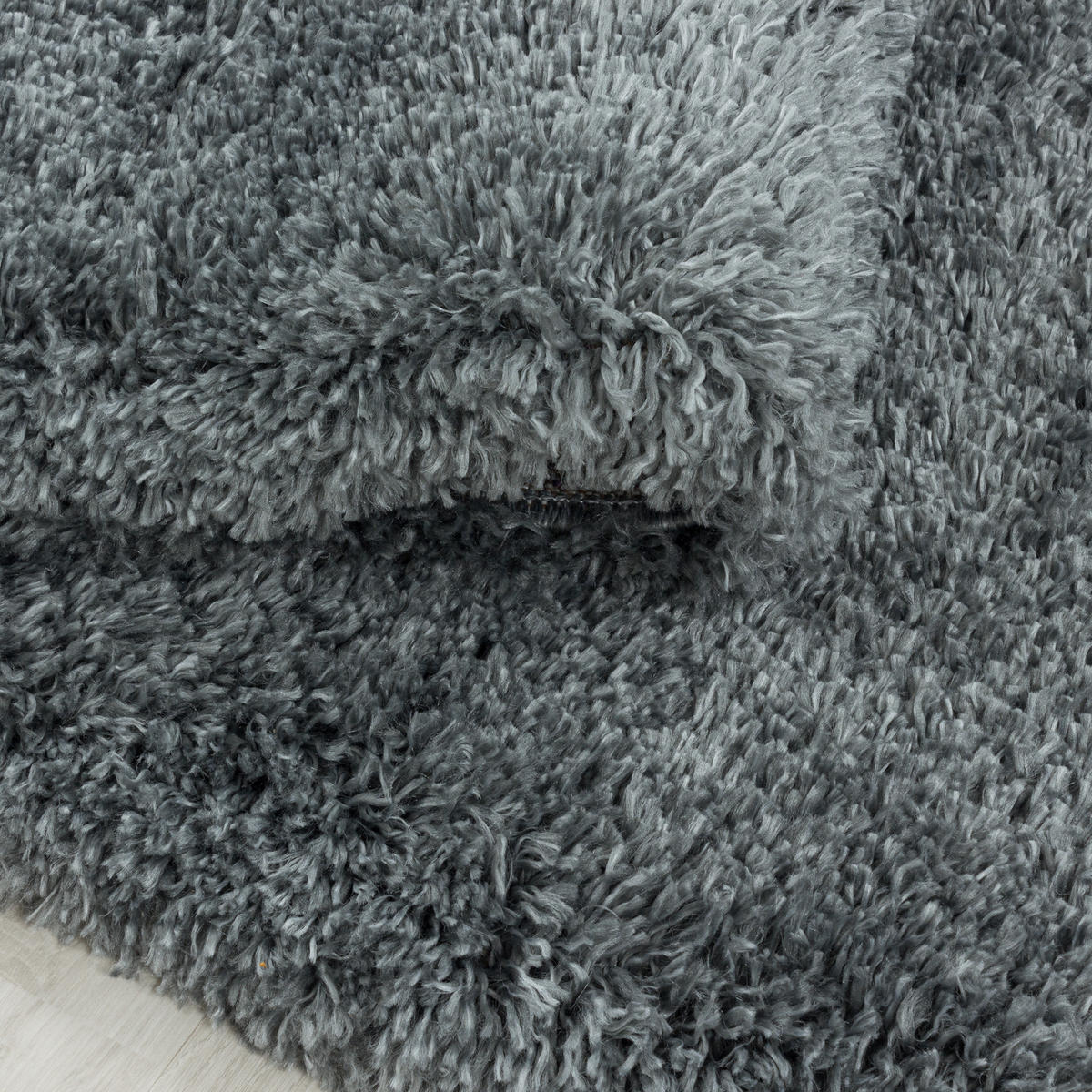 TEPPICH Hochflor Shaggy Uni Style Polypropylen Wohnzimmer Hellgrau Rechteckig 140x200 - Hellgrau, Textil (140/200cm) - KADIMA DESIGN