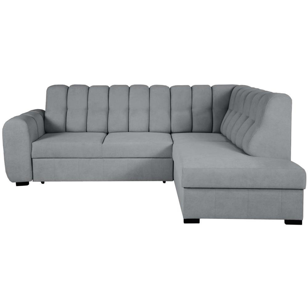 ECKSCHLAFSOFA Zoja rechts grau - Schwarz/Grau, Textil (261/193cm) - Beautysofa