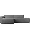 ECKSOFA-LINKS MUDI in moderner Optik mit hochwertigem Kaltschaum, Cord-Stoff, grau - Schwarz/Grau, Textil (280/160cm) - KONSIMO®