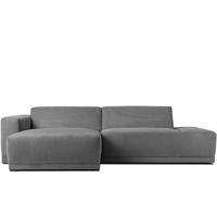 ECKSOFA-LINKS MUDI in moderner Optik mit hochwertigem Kaltschaum, Cord-Stoff, grau - Schwarz/Grau, Textil (280/160cm) - KONSIMO®