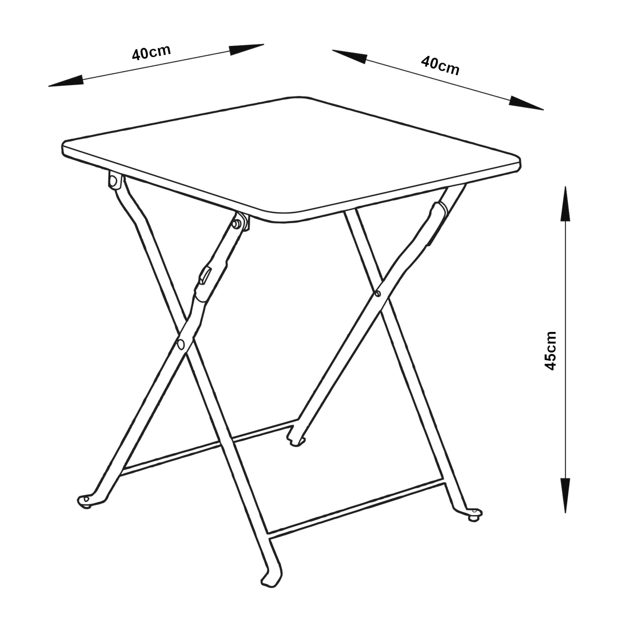 GARTENKLAPPTISCH Vegårshei - Schwarz, Metall (40/40/45cm) - [en.casa]