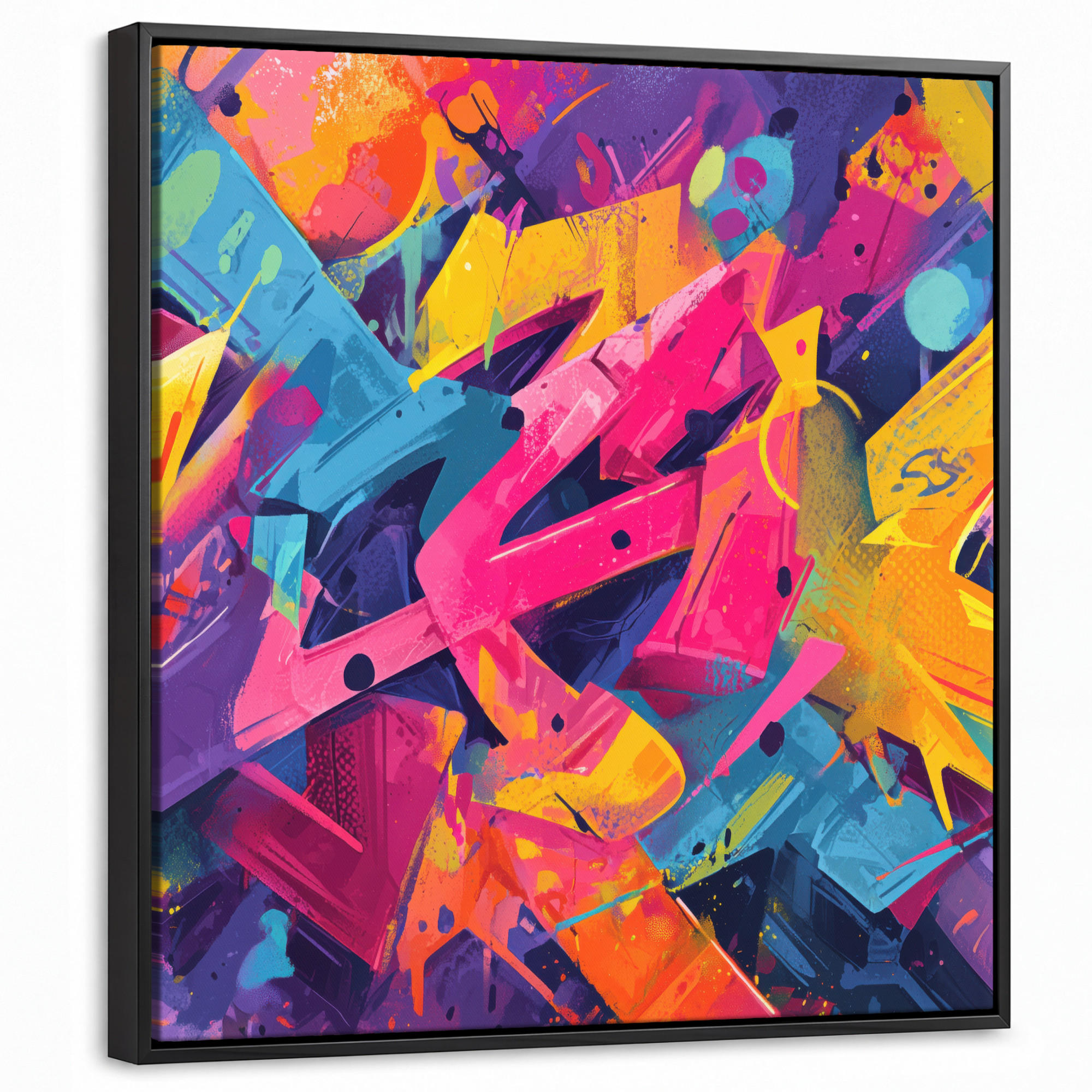 LEINWAND Bilder mit Rahmen - Abstrakt - Formen - Farbenfroh - 50x50 - Magenta, Textil (50/50cm) - MuchoWow