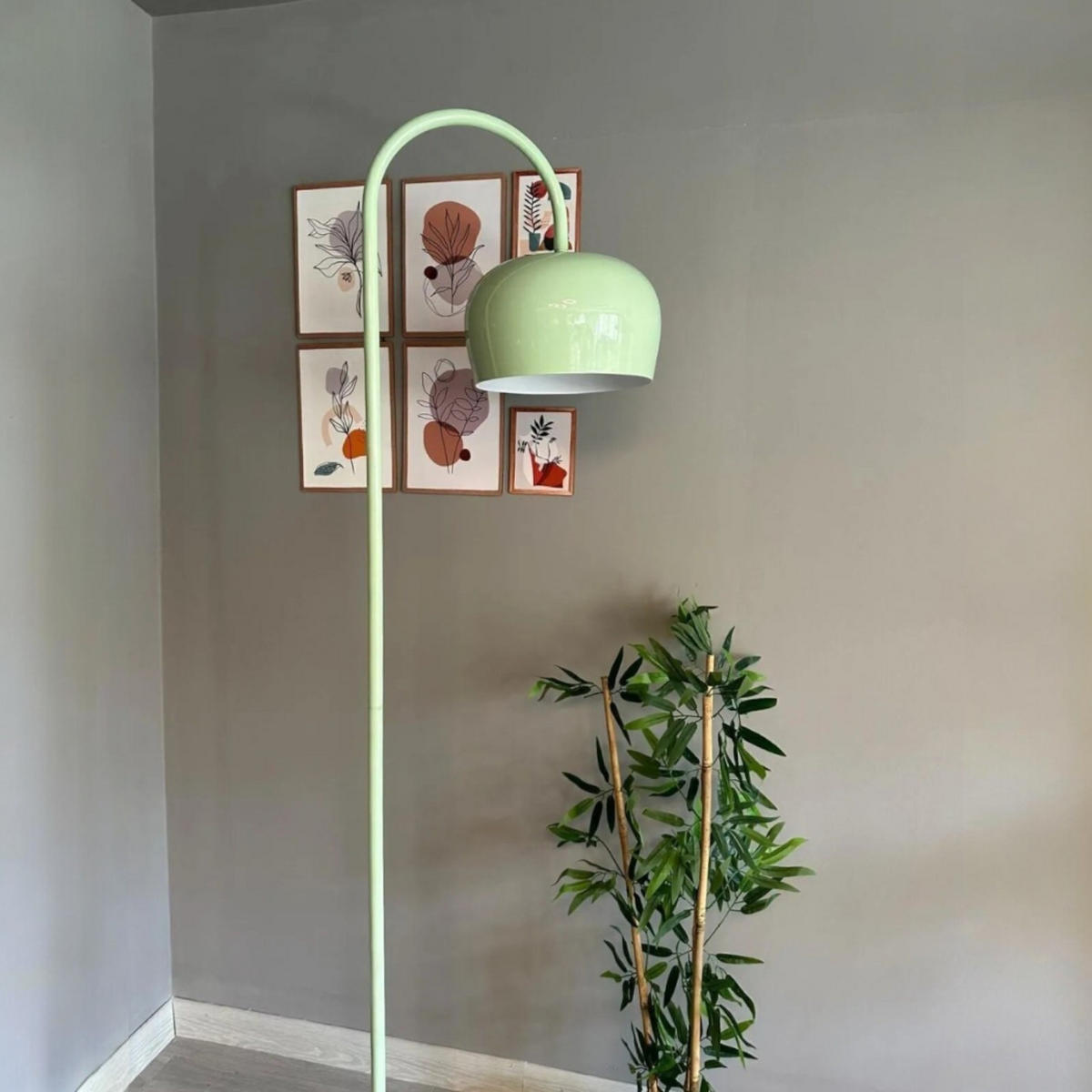 STEHLEUCHTE Bogen 180 Cm - Mintgrün, Metall (37/37/180cm) - Bamyum
