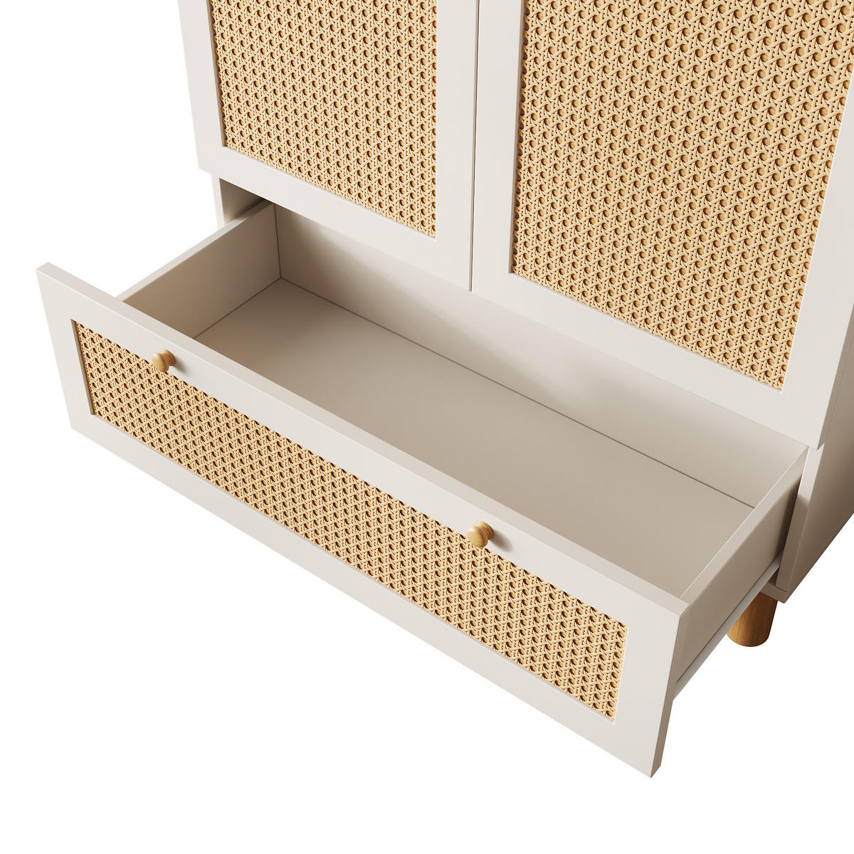 KLEIDERSCHRANK in Weiß mit 2 Türen und Schublade für Schlafzimmer und Flur, B85/T52/H180 cm - Weiß/Naturfarben, Holz/Holzwerkstoff (85.5/180.5/52cm) - STILVORA