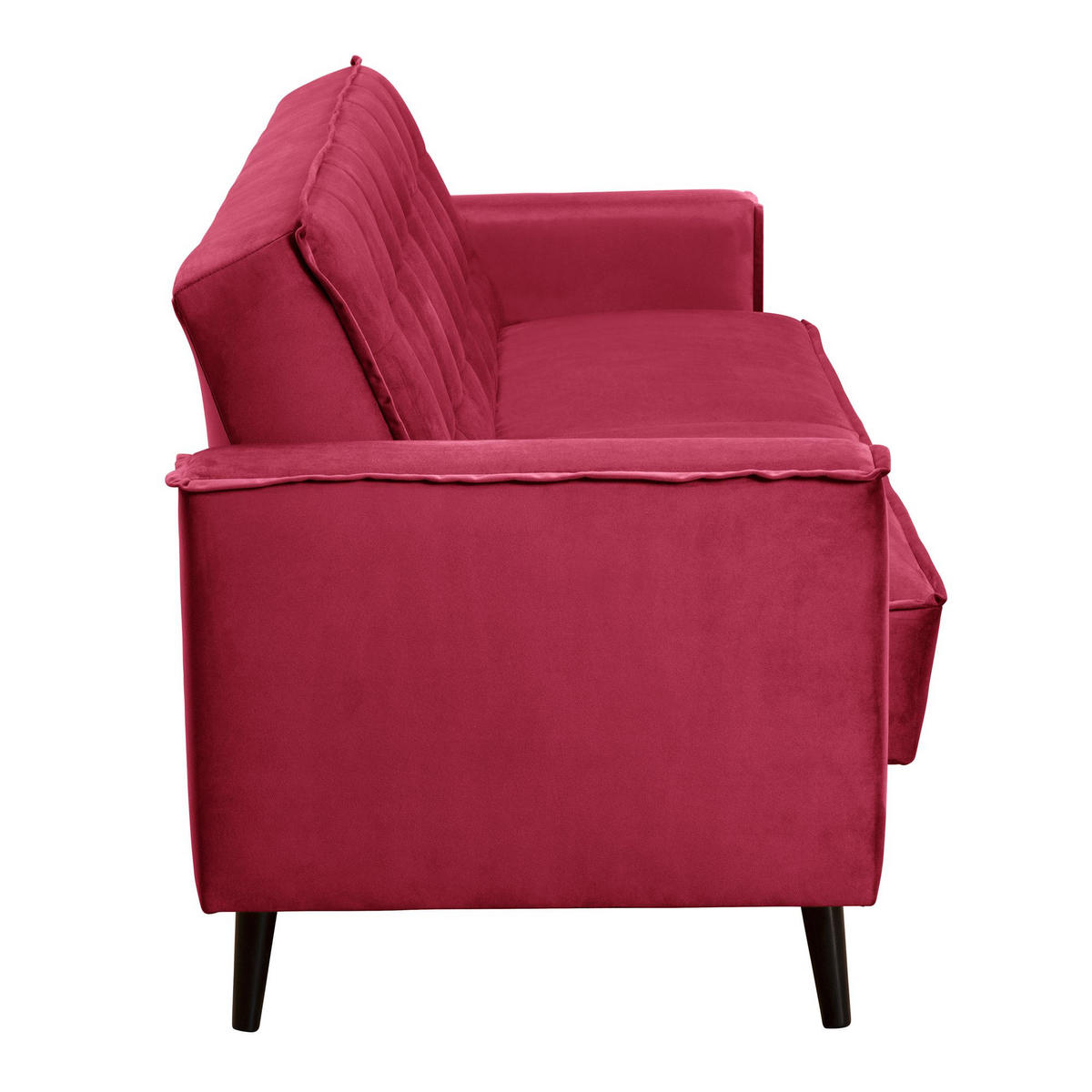 SOFA 3-Sitzer mit Bettfunktion Kaycee Samtvelours rot - Rot, Kunststoff (78/84/240cm) - 58aufmkessel