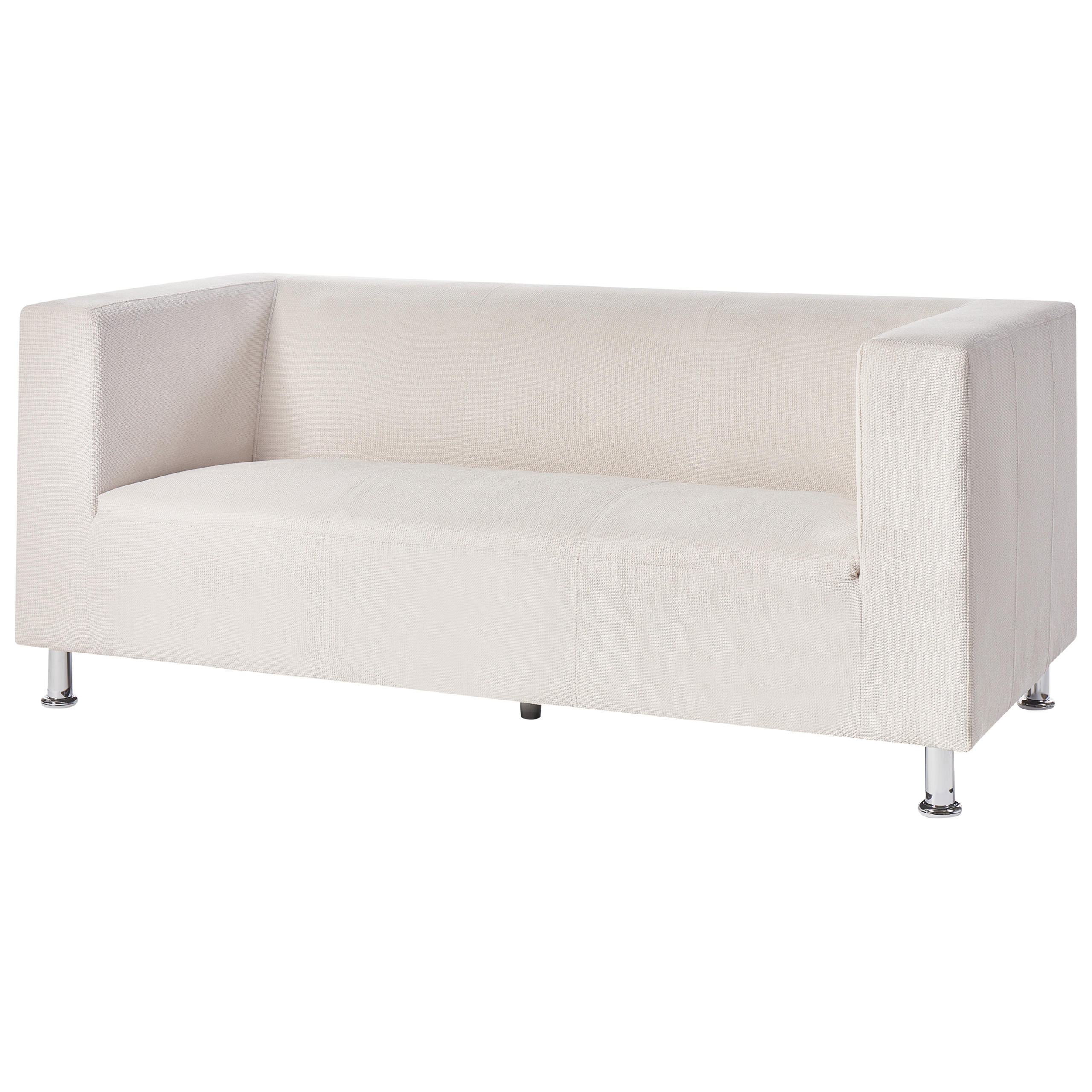 3-SITZER-SOFA Stoff cremeweiß Floro - Silberfarben/Weiß, Textil (179/74/83cm) - Beliani