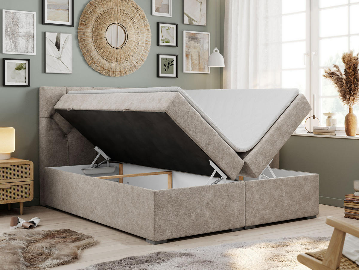 BOXBETT ALDA 120/200 Beige Struktur - H3 - Beige, Holz/Textil (120/200cm) - MKS