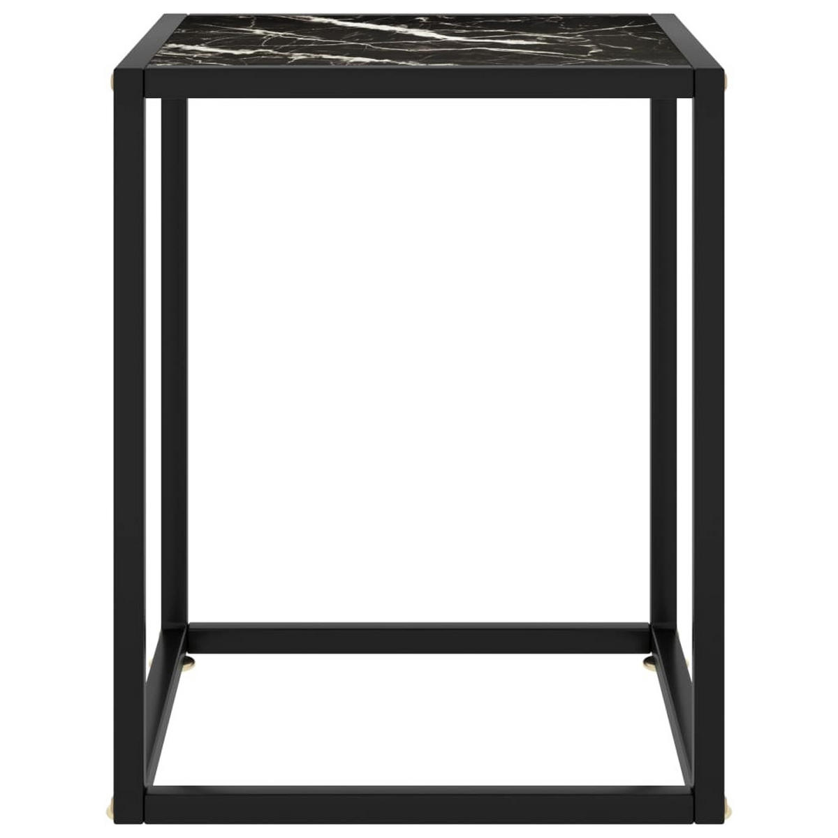 COUCHTISCH Schwarz mit Schwarzem Glas in Marmor-Optik 40x40x50 - Schwarz, Glas (40/40/50cm) - furnicato