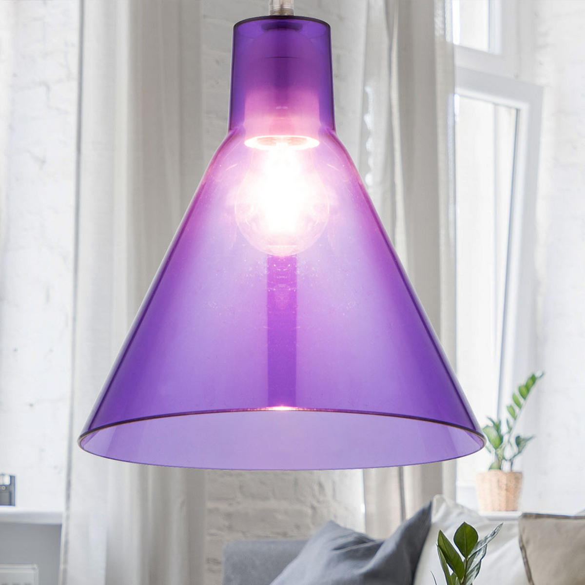 HÄNGELEUCHTE Metall Acryl Lila - Lila, Metall (21.3/21.3/113cm) - Globo Lighting