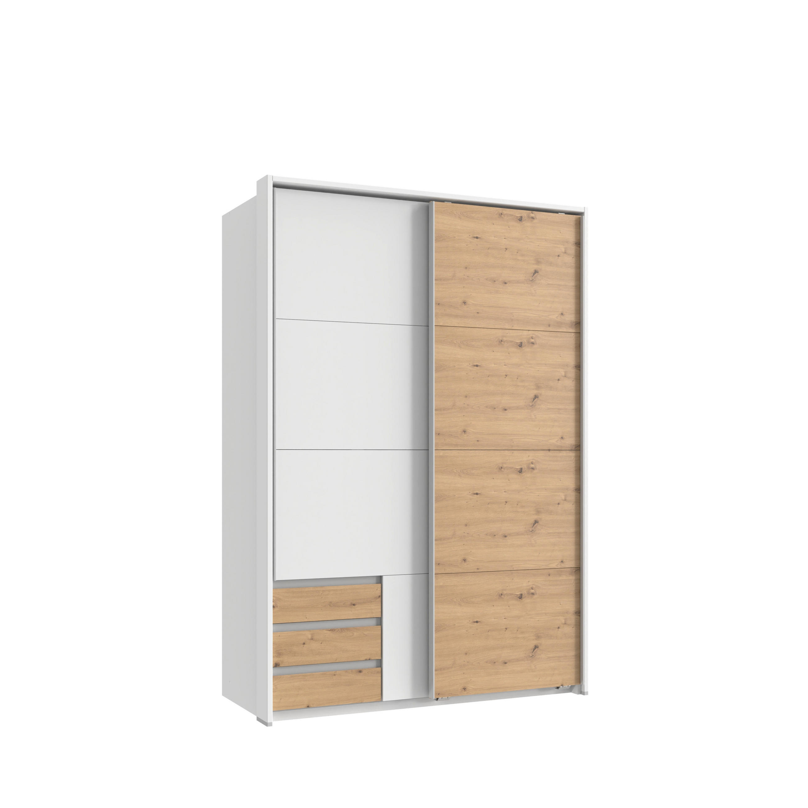 luma-home Schwebetürenschrank Weiß, Eiche Artisan 138x200x65 cm