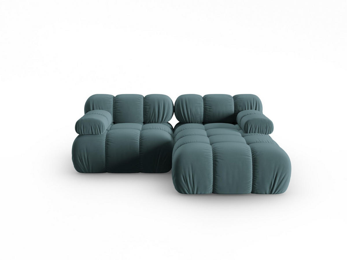 MODULARES-ECKSOFA rechts Bellis aus Samt petrol 3 Sitzplätze - Petrol, Textil (157/191cm) - Micadoni