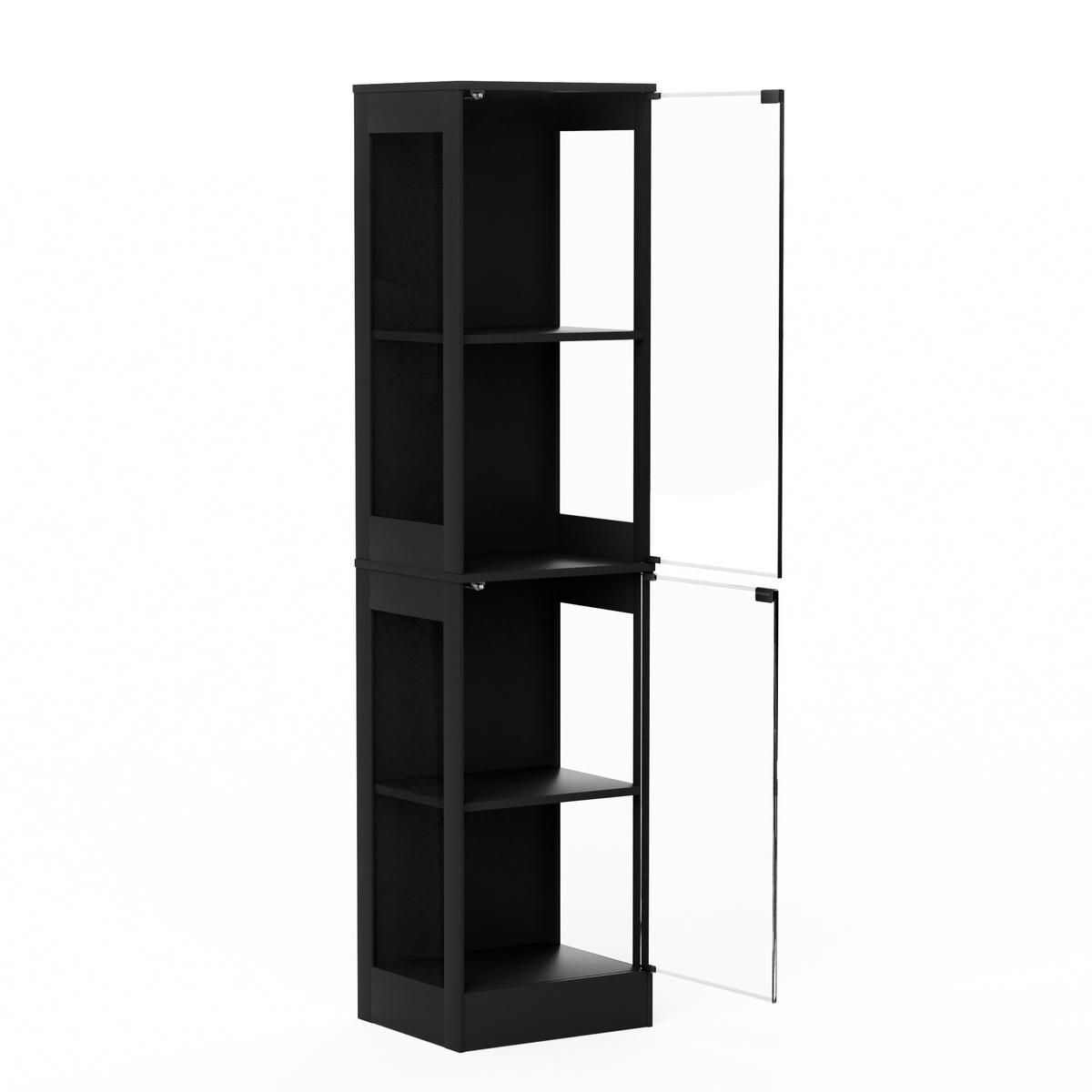 VITRINE mit LED-Beleuchtung 40 x 35 x 165 cm - Schwarz - Schwarz, Kunststoff (35/165/40cm) - KOMHTOM