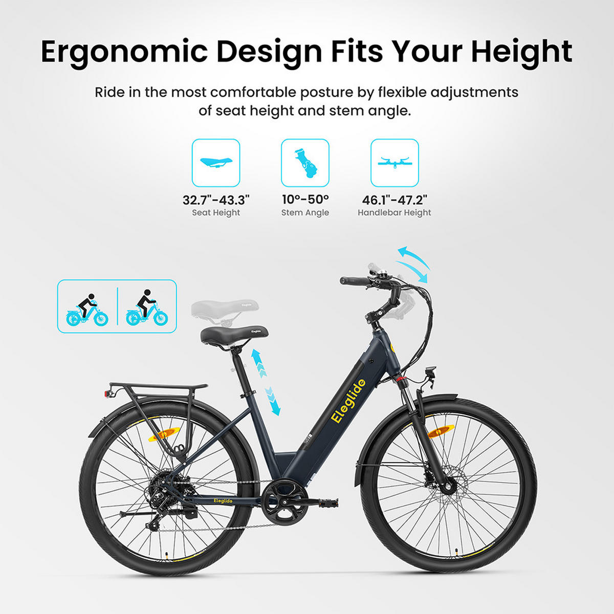 E-BIKE Eleglide T2 – Upgrade mit Sicherheitsdesign und starker Leistung - Dunkelgrau, Metall (83cm)