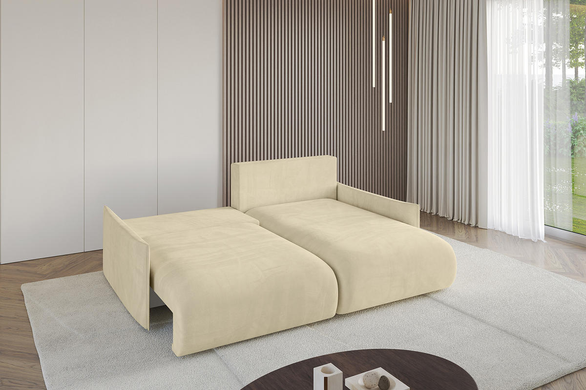 ECKSOFA Ottomane rechts ONESK-L -v1 216x177x72 Beige Velours - Taupe, Holzwerkstoff/Kunststoff (177/216cm) - ALTDECOR