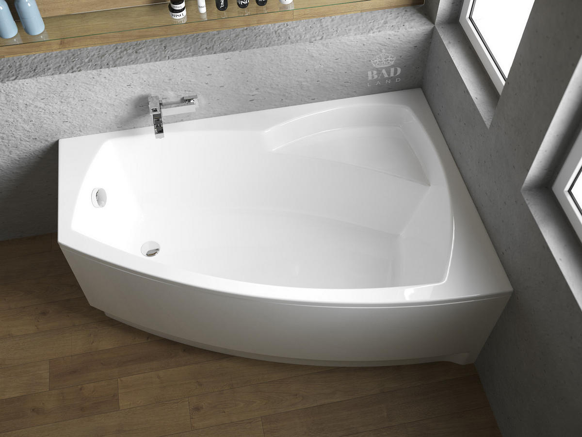 BADEWANNE Eckwanne FRIDA 140/80 Rechts Ablauf & Füße - Weiß, Kunststoff (80/55.5/140cm) - bad land