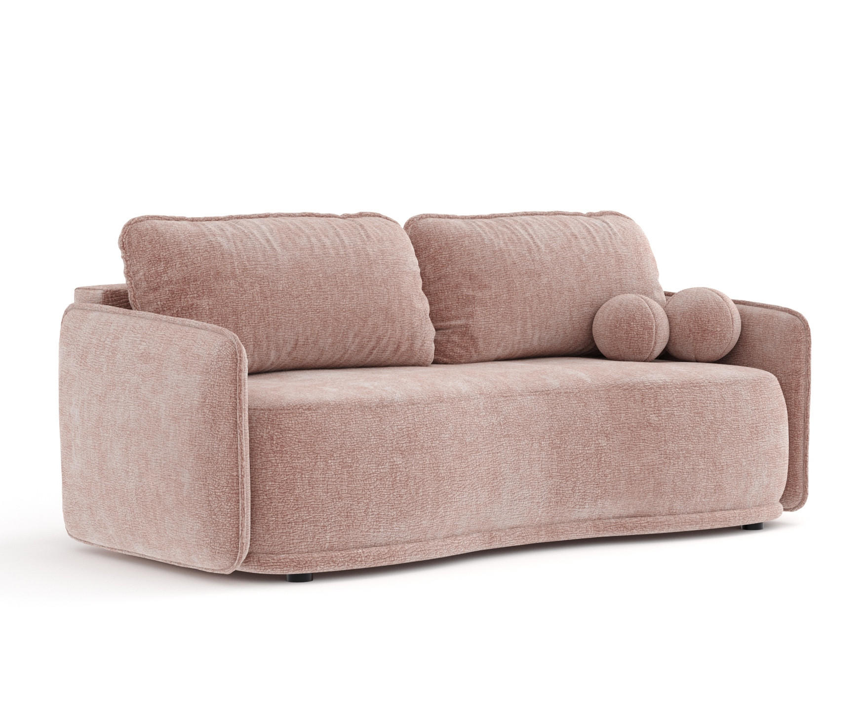 SCHLAFSOFA Mitsis Rosa Chenille - Schwarz/Rosa, Holz/Holzwerkstoff (231/93/106cm) - Maison de Reve