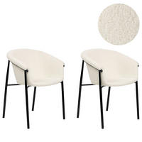 ESSZIMMERSTUHL 2er-Set Bouclé cremeweiß/schwarz Ames - Creme/Schwarz, Textil (59/80/56cm) - Beliani