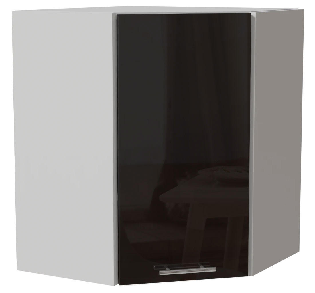 ECKHÄNGESCHRANK Essen W10/60 Schwarz Hochglanz / Weiß Matt 60 / 60 / 72cm - Schwarz Hochglanz/Schwarz, Holz/Holzwerkstoff (60/72/60cm) - Feldmann-Wohnen