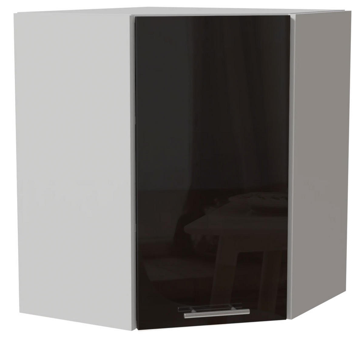 ECKHÄNGESCHRANK Essen W10/60 Schwarz Hochglanz / Weiß Matt 60 / 60 / 72cm - Schwarz Hochglanz/Schwarz, Holz/Holzwerkstoff (60/72/60cm) - Feldmann-Wohnen