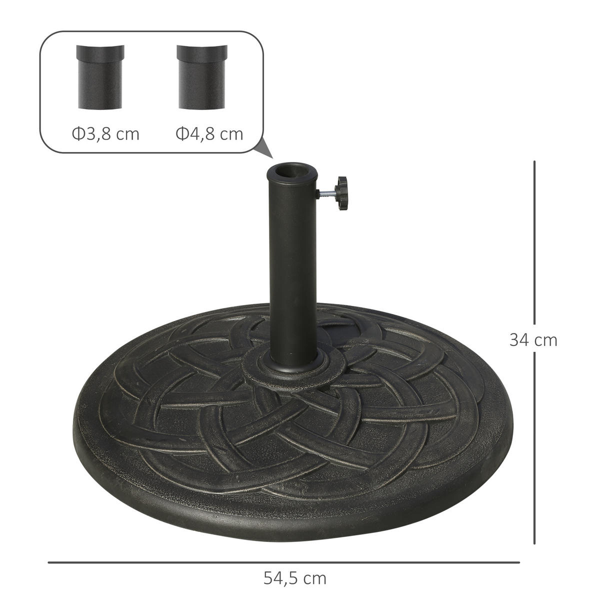 SONNENSCHIRMSTÄNDER Schwarz Ø 54,5 cm - Schwarz, Holz (54.5/54.5cm) - PANGIVO