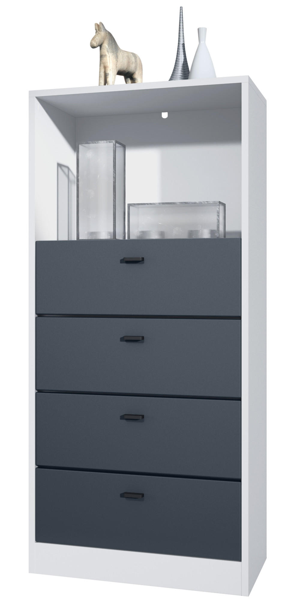 KOMMODE Pino Fronten in Anthrazit matt - Dunkelgrau/Anthrazit, Holzwerkstoff (56/125/36cm) - Vladon