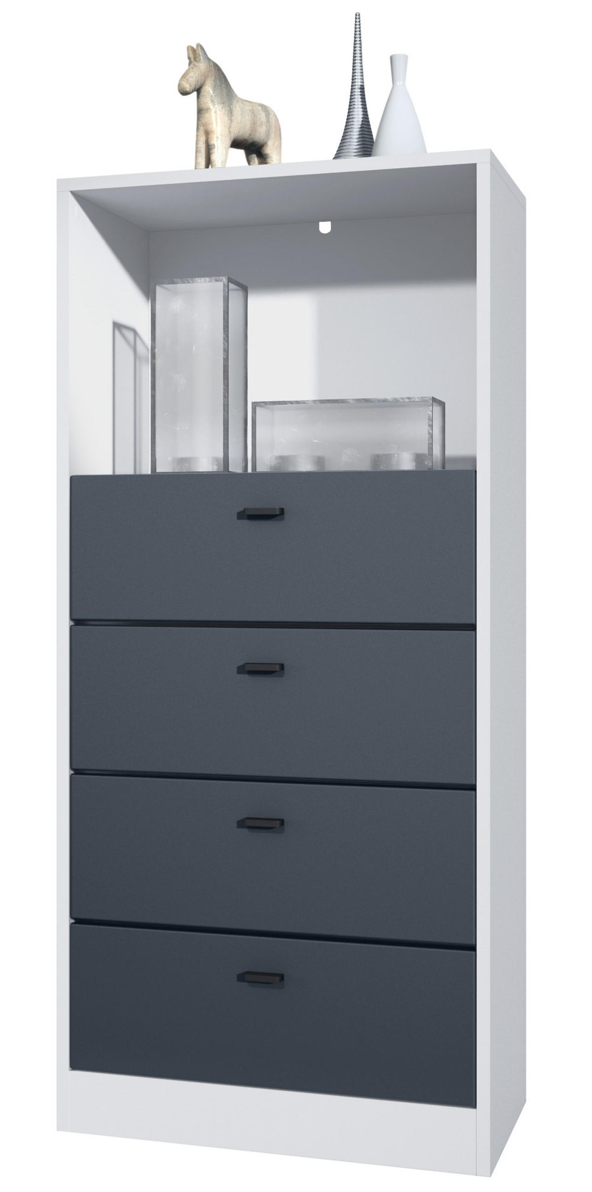 KOMMODE Pino Fronten in Anthrazit matt - Dunkelgrau/Anthrazit, Holzwerkstoff (56/125/36cm) - Vladon