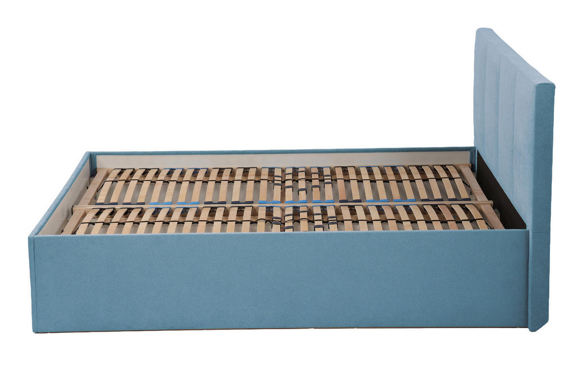 POLSTERBETT Dalas Blau 160 x 200 x 40 cm Stauraum Mit hochwertiger Matratze H2 (bis 100 kg) und Lattenrost - Blau, Holz (160/200cm) - Halmon Schlafkomfort Betten 