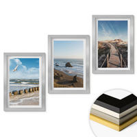 WANDBILDER 3er Set - 20x30 cm Silberner Rahmen - Strandwellen, Himmelsbrücke, Spaziergang - Silberfarben, Kunststoff (20/30cm) - ArtPrintCave