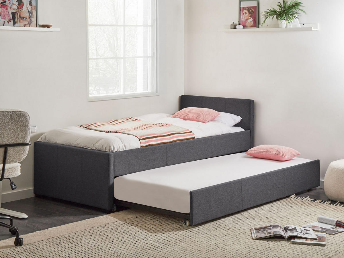 TAGESBETT 90/200 cm Dunkelgrau Marmande - Dunkelgrau, Textil (90/200cm) - Beliani