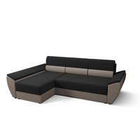ECKSOFA L REBI L3 Rainbow 15/83 Links mit Schlaffunktion, Schwarz/Beige - Beige/Schwarz, Textil (251/140cm)