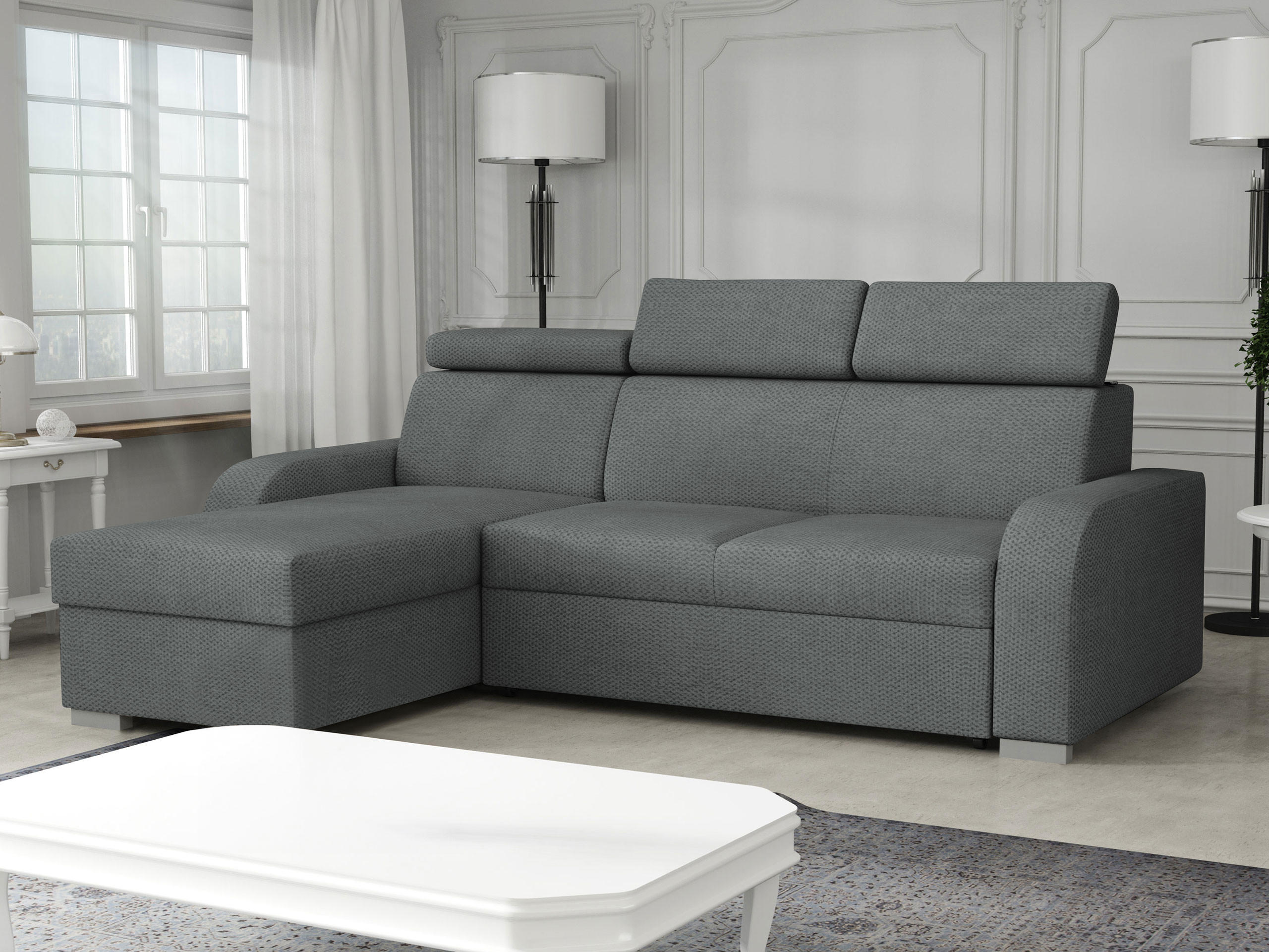ECKSOFA Oslo 2rLC - Greige/Silberfarben, Holz/Textil (235/170cm) - MIRJAN24