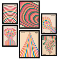 POSTER Set Mit 6 Geometrische Bauhaus Formen A3 & A4 Schwarzer Rahmen - Schwarz, Papier (29/3cm) - Nacnic