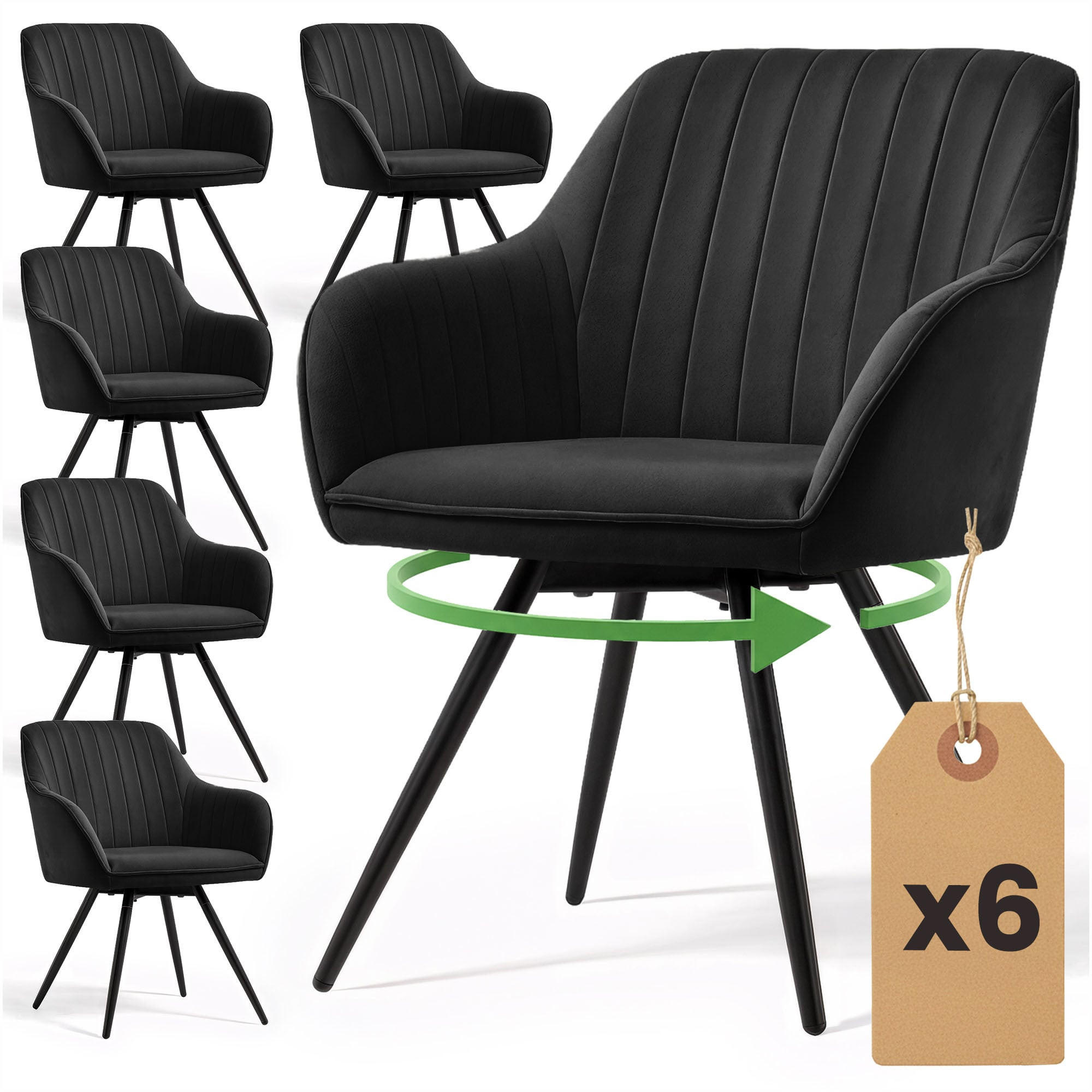 SET DE 4 SCAUNE ROTATIVE Negru 55/83/58