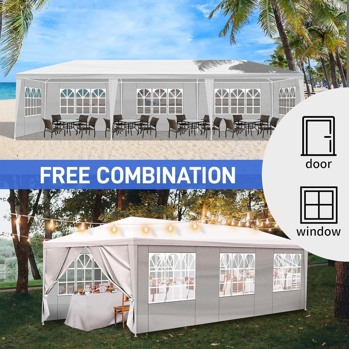 GARTENPAVILLON 3 x 9 m Wasserdicht mit UV-Schutz Weiß - Weiß, Kunststoff (300/268/900cm)