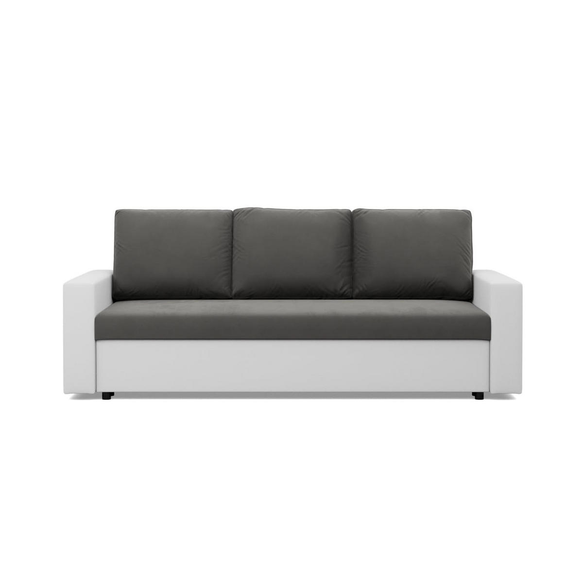 SOFA 3-SITZER MIT SCHLAFFUNKTION LUNA, Dunkelgrau + Grau - Dunkelgrau/Hellgrau, Textil (220/92/92cm)