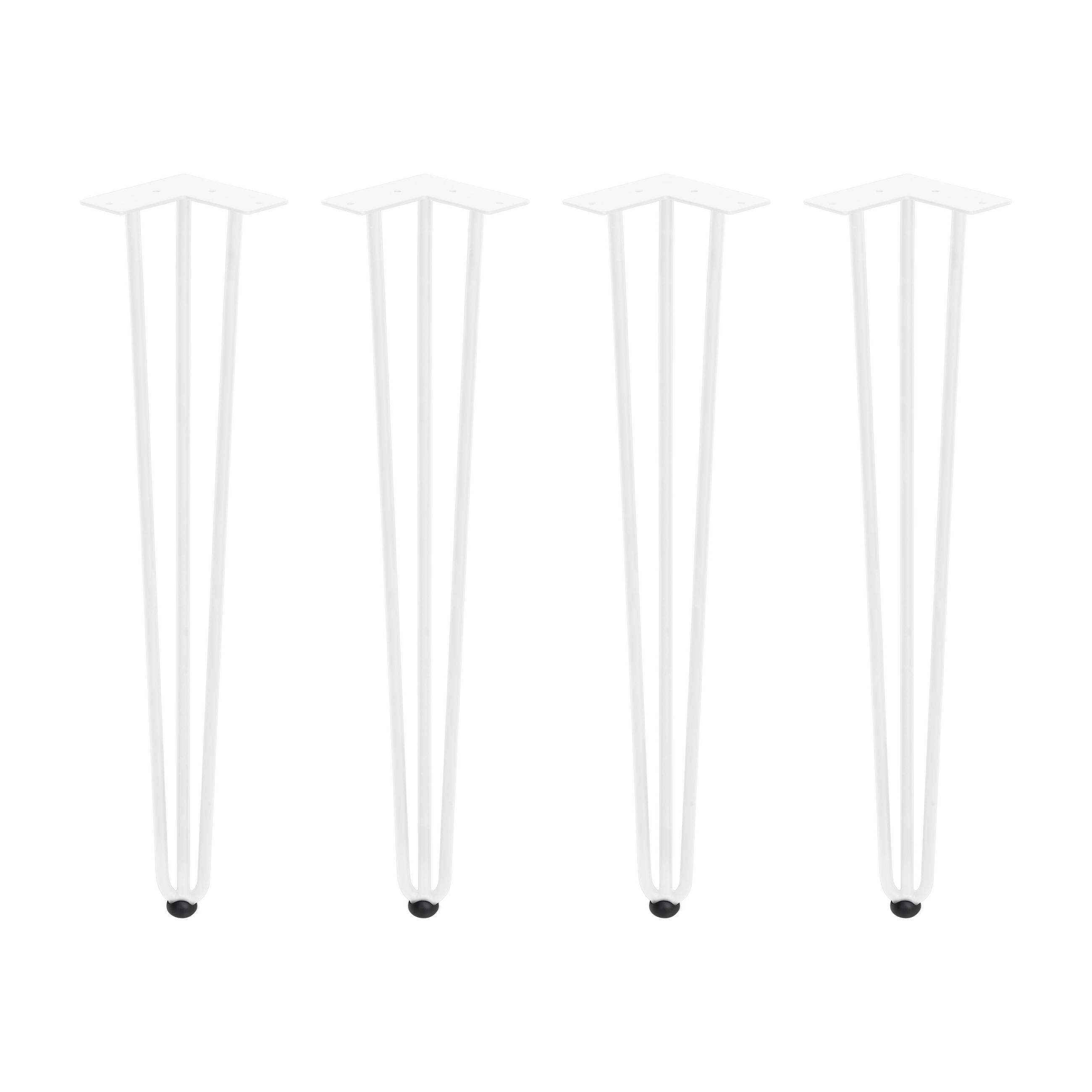 TISCHBEINE mit 3 Stangen Hairpin, Höhe 710mm, Stahl, Weiß lackiert 4er-set - Weiß, Metall (11.73/72/16.68cm) - EMUCA