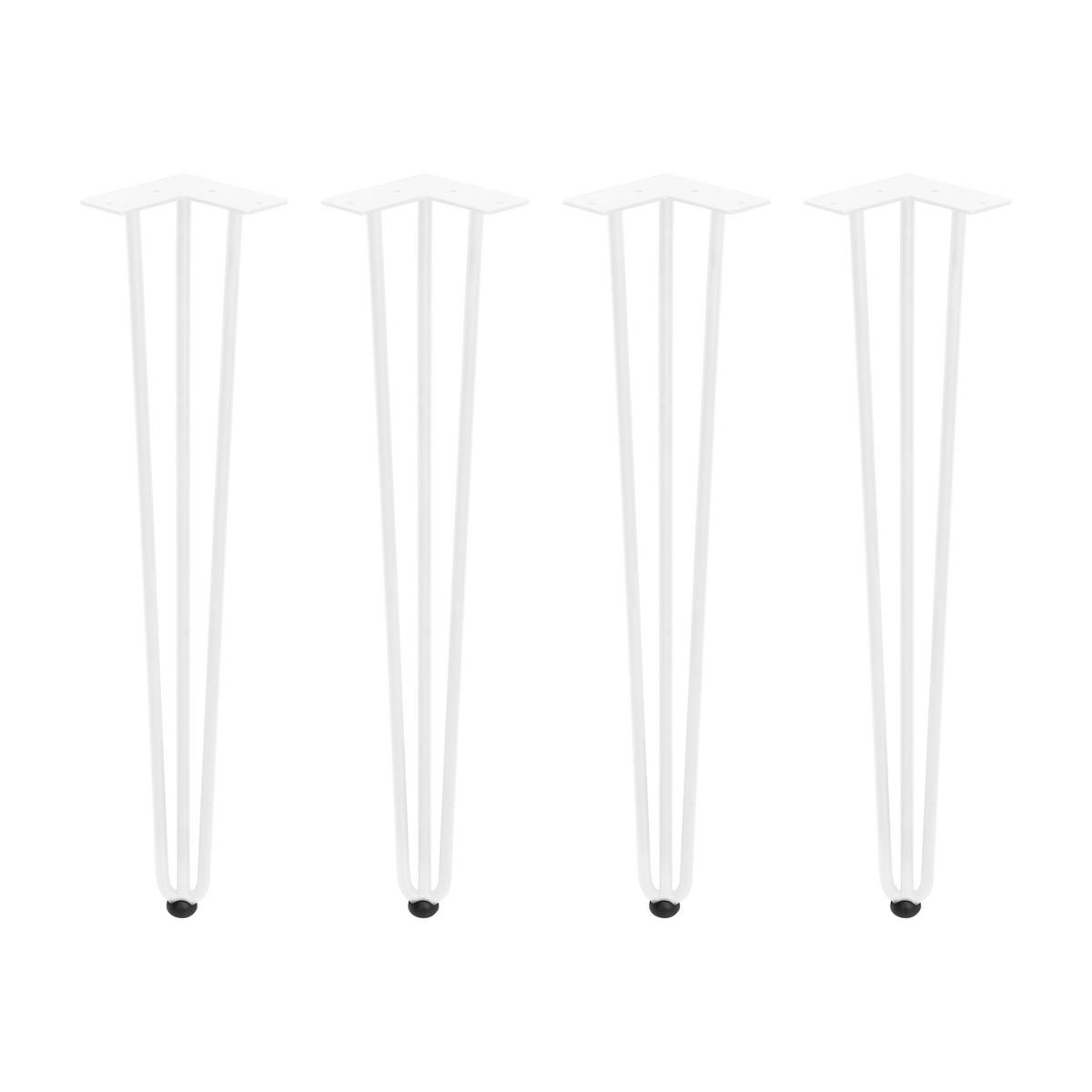 TISCHBEINE mit 3 Stangen Hairpin, Höhe 710mm, Stahl, Weiß lackiert 4er-set - Weiß, Metall (22/14/75.5cm) - EMUCA