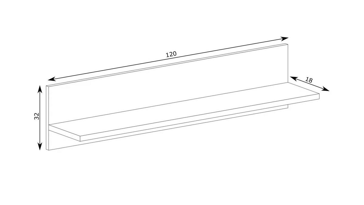 WANDREGAL TADEUSZ T-27 - Akaziefarben, Holzwerkstoff (120/32/18cm) - Meblini
