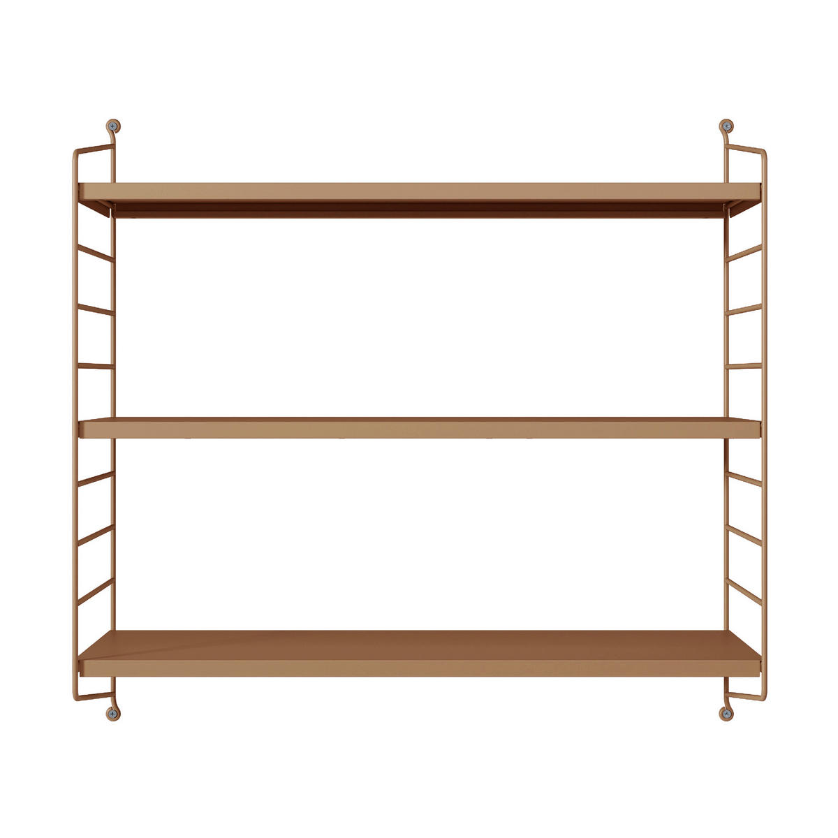 SADA NÁSTĚNNÝCH POLIČEK 3 KS Strängnäs - světle hnědá, kov (60/50/15cm) - [en.casa]