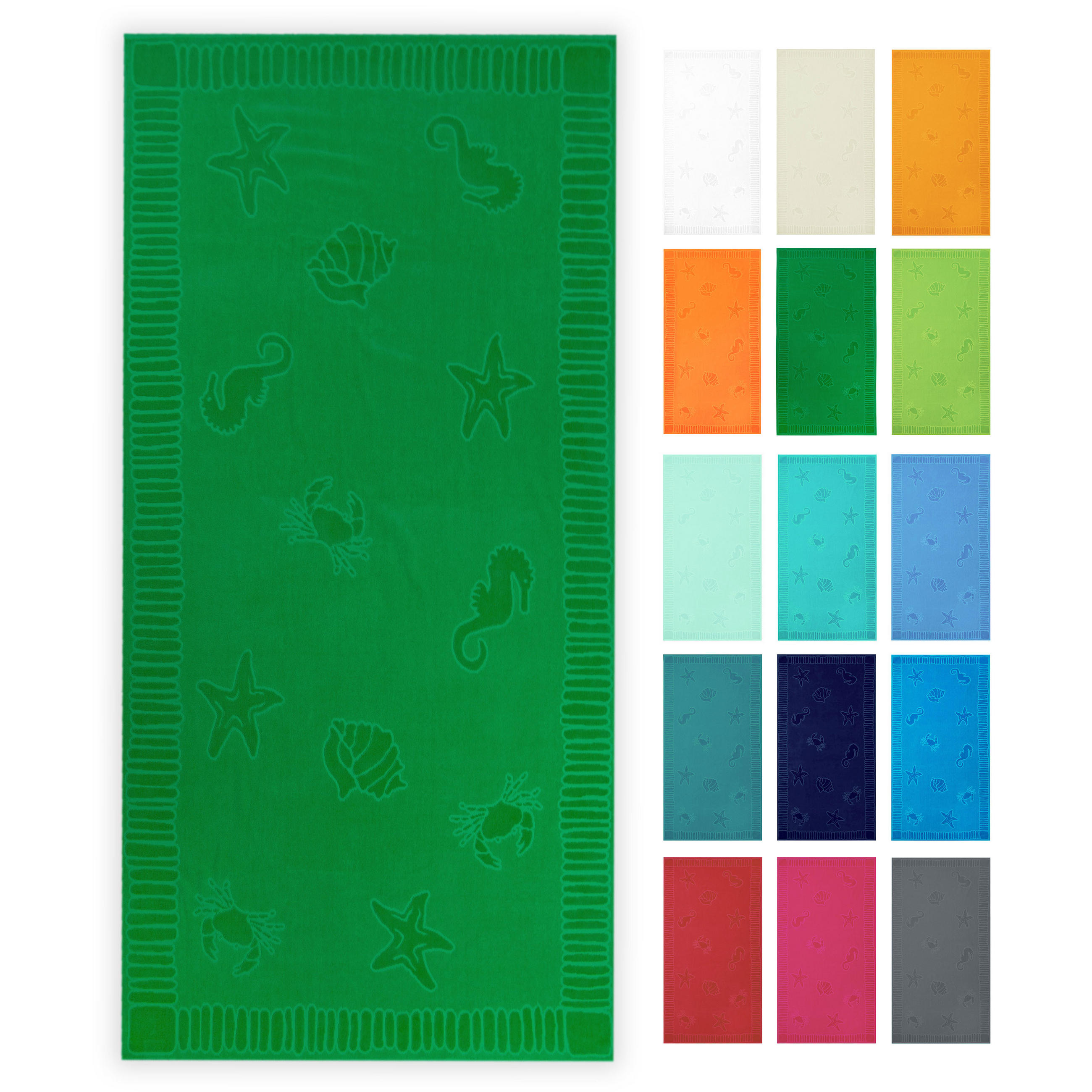 STRANDTUCH, 100x200 cm, 100% Baumwolle, Grün - Grün, Textil (100/200cm) - Zollner