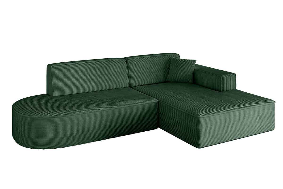 ECKSOFA Ottomane Rechts IREA-L1-v4 - 233x165x72,5 cm Grün - Grün, Holzwerkstoff/Textil (233/165cm) - ALTDECOR